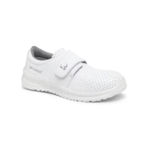 Zapato sanitario Suecos Eir blanco, vista tres cuartos