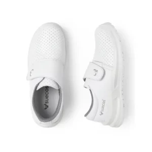 Zapato sanitario Suecos Eir blanco, vista superior y lateral