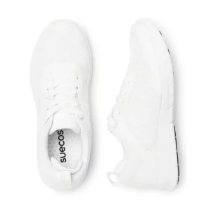 Zapatilla de trabajo Suecos Stabil blanco, vista superior y lateral