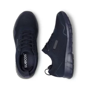 Zapatilla de trabajo Suecos Stabil azul marino, vista superior y lateral