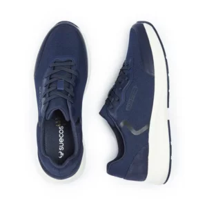 Zapato de trabajo Suecos Vinter azul marino y blanco, vista superior y lateral