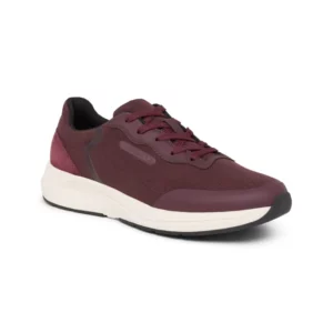 Zapato de trabajo Suecos Vinter burdeos y blanco, vista tres cuartos