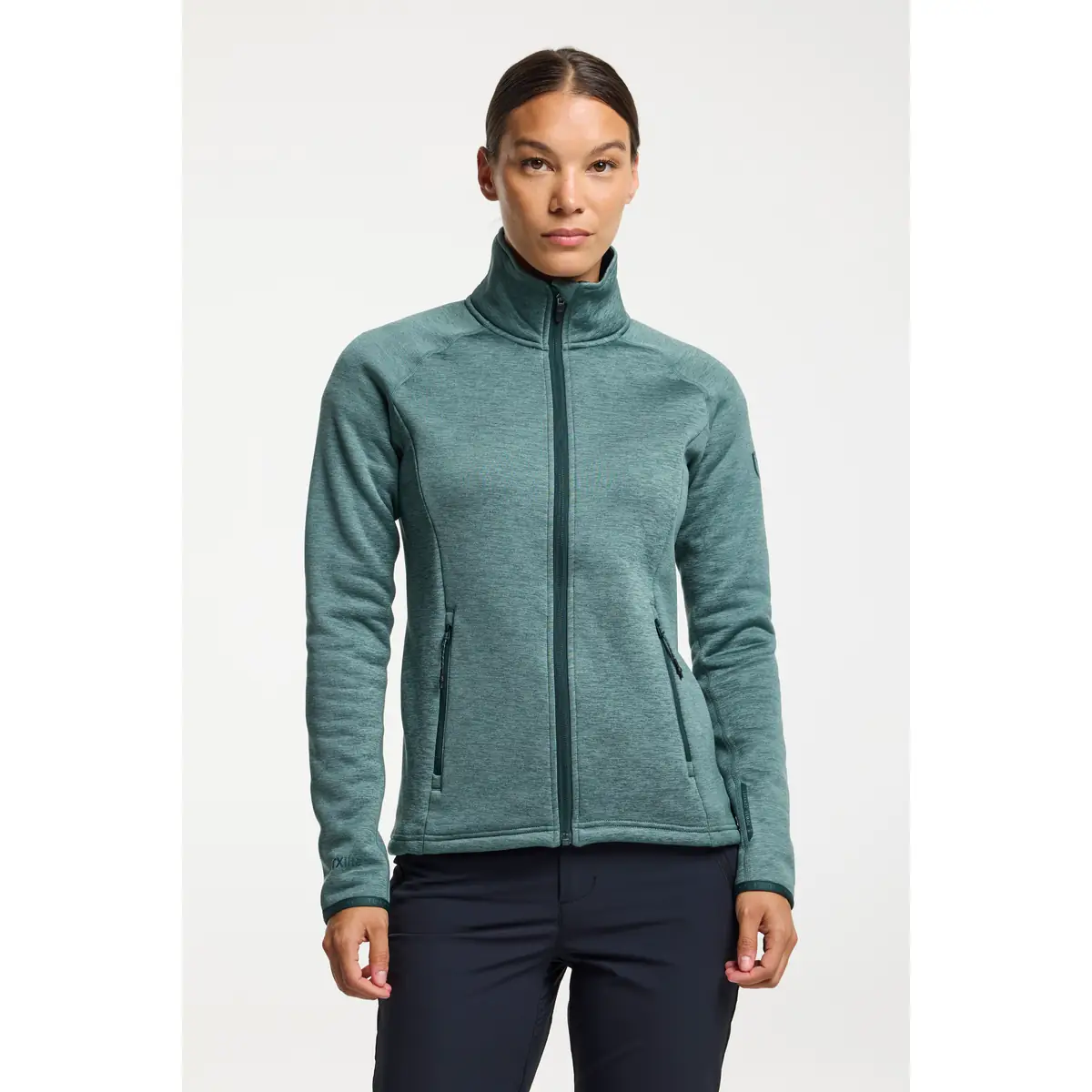 Chaqueta mujer TENSON TXLITE MIDLAYER ZIP 465017400 1 Chaqueta mujer TENSON TXLITE MIDLAYER ZIP 465017400, Verde, vista frontal con modelo