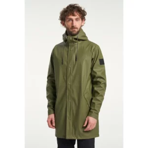 Chubasquero hombre TENSON APELVIKEN RAIN COAT 465017644, Verde oliva, vista frontal con modelo