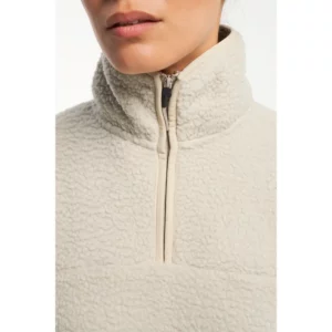 Polar mujer TENSON YOKE HALF ZIP 465017645, Arena, con modelo, detalle de cuello y cremallera