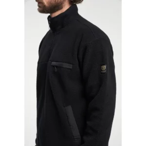 Polar hombre TENSON YOKE HALF ZIP 465017646, Negro, con modelo, detalle de cuello y pecho