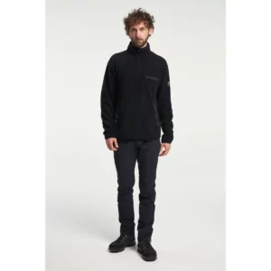 Polar hombre TENSON YOKE HALF ZIP 465017646, Negro, con modelo, vista frontal de cuerpo completo