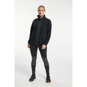 Chaqueta polar mujer TENSON YOKE FULL ZIP 465017895, Negro, con modelo, vista frontal de cuerpo completo