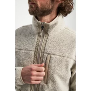 Chaqueta polar hombre TENSON YOKE FULL ZIP 465017896, Arena, con modelo, detalle de cuello y cremallera