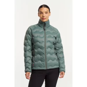 Chaqueta mujer TENSON TXLITE SHIBUI DOWN COLLAR 465018081, Verde grisáceo, vista frontal con modelo