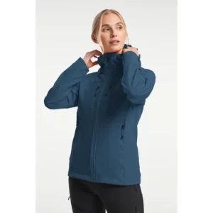 Chaqueta mujer TENSON TXLITE SOFTSHELL JACKET 465018097, Azul oscuro, detalle frontal con modelo