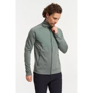 Chaqueta hombre TENSON TXLITE WINDBLOCK FULL ZIP 465018114, Verde grisáceo, vista frontal con modelo