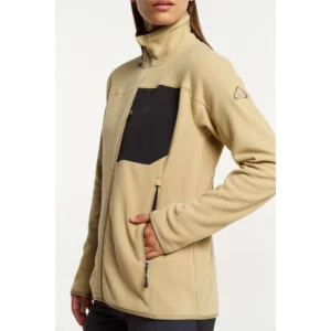 Polar mujer TENSON HIMALAYA FULL ZIP POCKET FLEECE 465018220, Beige, detalle frontal con modelo