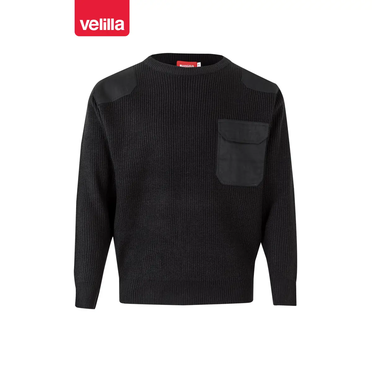 Jersey punto grueso cuello redondo Velilla 100 4 Jersey punto grueso cuello redondo Velilla 100 Negro, vista frontal
