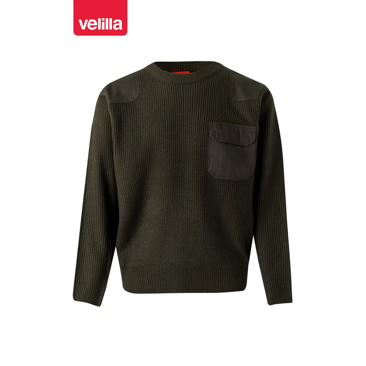 Jersey punto grueso cuello redondo Velilla 100 10 Jersey punto grueso cuello redondo Velilla 100 Verde caza, vista frontal