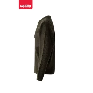 Jersey punto grueso cuello redondo Velilla 100 Verde caza, vista lateral