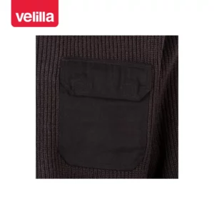 Jersey punto grueso cuello redondo Velilla 100 Gris, detalle de bolsillo del pecho