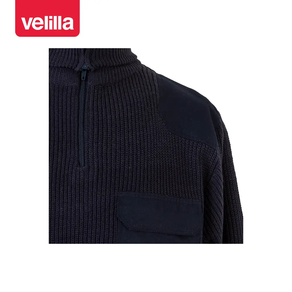 Jersey punto grueso cuello alto Velilla 101 15 Jersey punto grueso cuello alto Velilla 101 Azul marino, detalle de cuello y cierre de cremallera