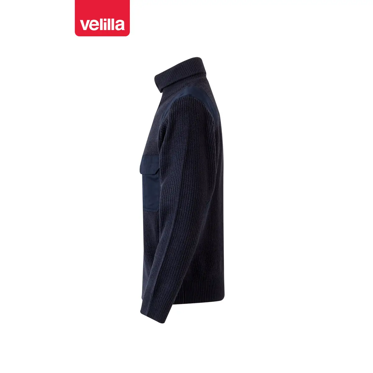 Jersey punto grueso cuello alto Velilla 101 8 Jersey punto grueso cuello alto Velilla 101 Azul marino, vista lateral