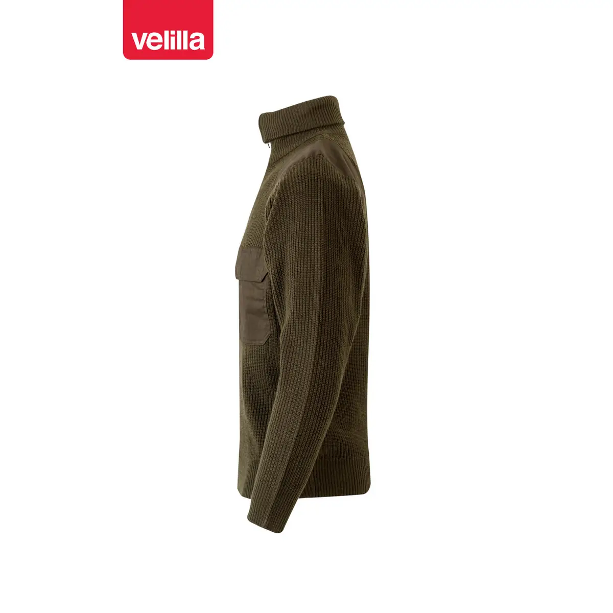 Jersey punto grueso cuello alto Velilla 101 11 Jersey punto grueso cuello alto Velilla 101 Verde caza, vista lateral