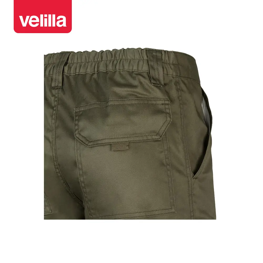 Pantalón multibolsillos Velilla 103001 20 Pantalón multibolsillos Velilla 103001 Verde caza, detalle de cintura y bolsillo trasero