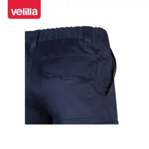 Pantalón multibolsillos Velilla 103001 Azul navy, detalle de cintura y bolsillo trasero