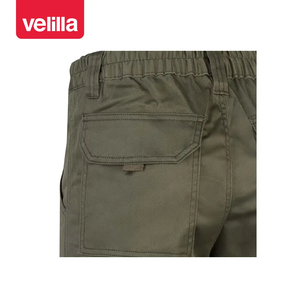 Pantalón stretch multibolsillos Velilla 103002S 21 Pantalón stretch multibolsillos Velilla 103002S Verde caza, detalle de bolsillo trasero