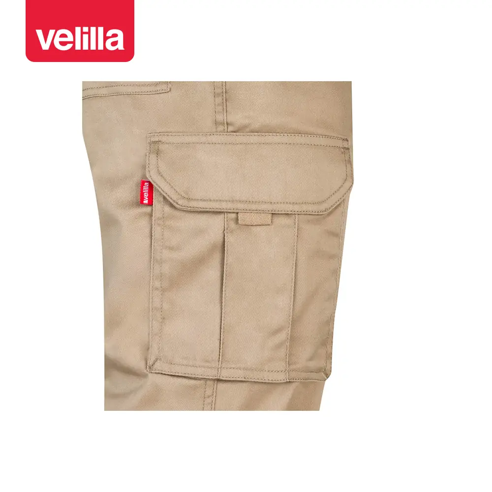 Pantalón stretch multibolsillos Velilla 103002S 22 Pantalón stretch multibolsillos Velilla 103002S Beige arena, detalle de bolsillo lateral
