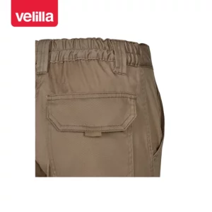 Pantalón multibolsillos mujer Velilla 103002SW Beige arena, detalle de cintura y bolsillo trasero