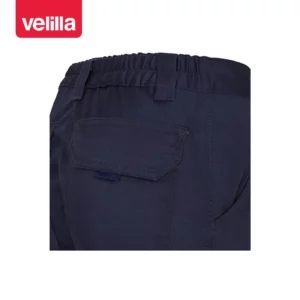 Pantalón multibolsillos mujer Velilla 103002SW Azul navy, detalle de cintura y bolsillo trasero
