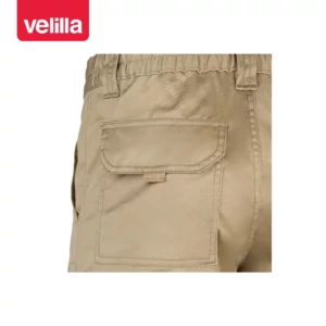 Pantalón stretch multibolsillos Velilla 103005S Beige arena, detalle de bolsillo trasero