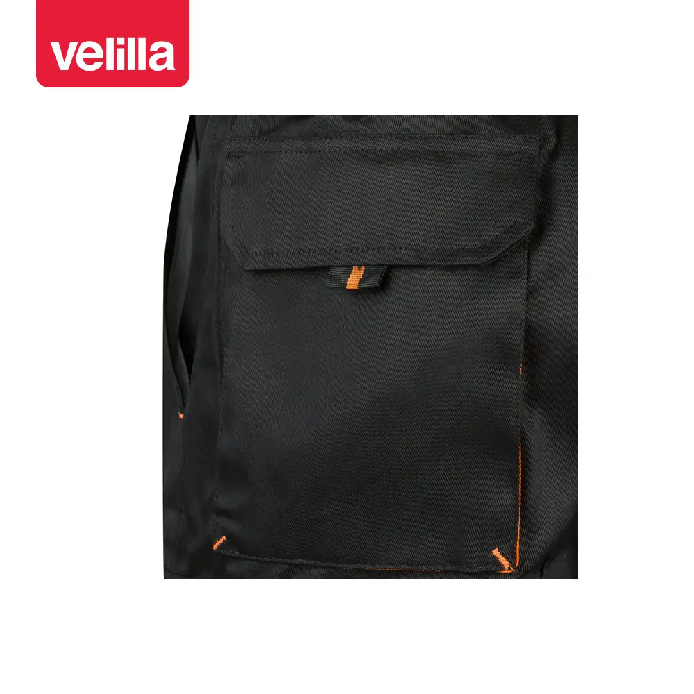 Bermudas bicolor multibolsillos Velilla 103007 33 Bermudas bicolor multibolsillos Velilla 103007 Negro/Naranja, detalle de bolsillo trasero