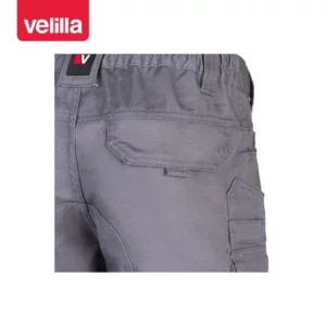 Pantalón canvas multibolsillos Velilla 103011 Gris, detalle de cintura y bolsillo trasero