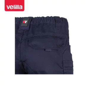 Pantalón canvas multibolsillos Velilla 103011 Azul navy, detalle de cintura y bolsillo trasero
