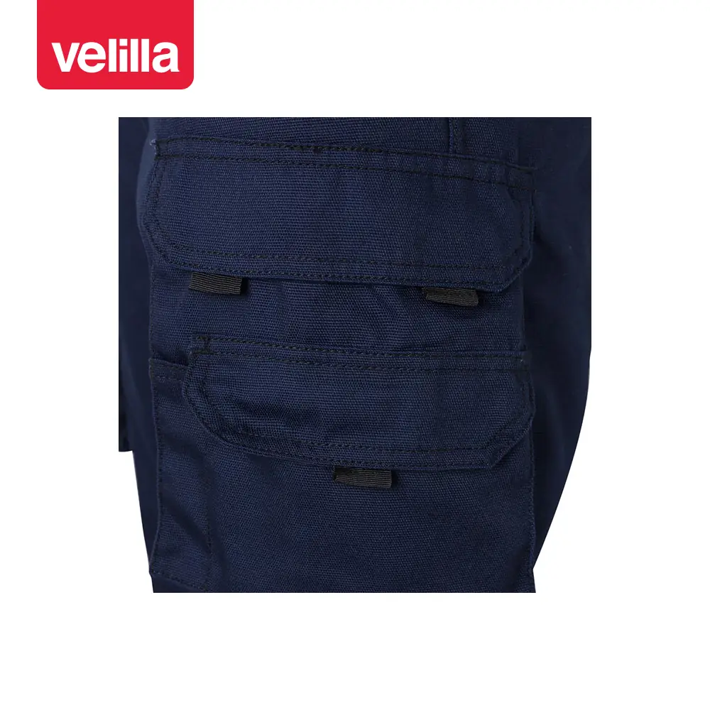 Pantalón canvas bicolor Velilla 103011B 15 Pantalón canvas bicolor Velilla 103011B Azul navy/Negro, detalle de doble bolsillo pierna