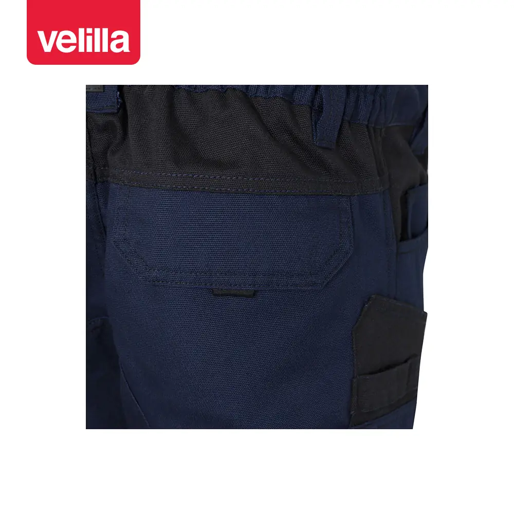 Pantalón canvas bicolor Velilla 103011B 17 Pantalón canvas bicolor Velilla 103011B Azul navy/Negro, detalle de bolsillo trasero