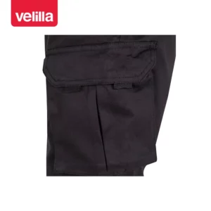 Pantalón algodón stretch Velilla 103012S Negro, detalle de tapeta y bolsillo lateral