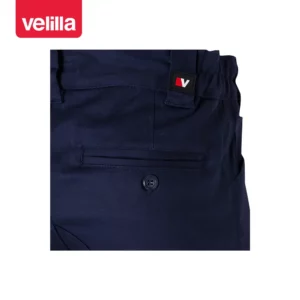 Pantalón algodón stretch Velilla 103012S Azul navy, detalle de cintura y bolsillo trasero