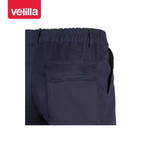 Pantalón algodón multibolsillos Velilla 103013 Azul navy, detalle de cintura y bolsillo trasero