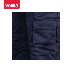 Pantalón multibolsillos reforzado Velilla 103016 Azul navy, detalle de compartimento para rodillera
