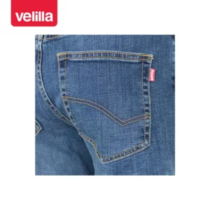 Pantalón dénim stretch Velilla 103018S Dénim azul, detalle de bolsillo trasero