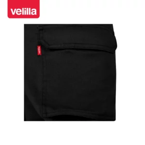 Pantalón multibolsillos Velilla READY 103026 Negro, detalle de tapeta y fuelle del bolsillo