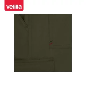 Pantalón multibolsillos Velilla READY 103026 Verde caza, detalle de costuras y presillas de refuerzo
