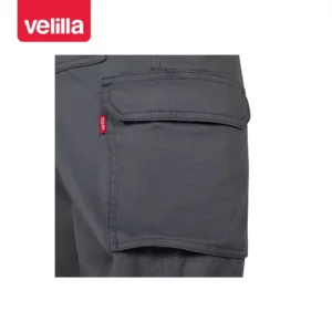 Pantalón multibolsillos Velilla READY 103026 Gris, detalle de tapeta y fuelle del bolsillo