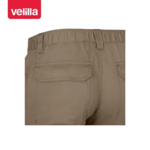 Pantalón multibolsillos Velilla READY 103026 Beige arena, detalle de cintura y bolsillos traseros