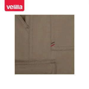 Pantalón multibolsillos Velilla READY 103026 Beige arena, detalle de costuras y presillas de refuerzo