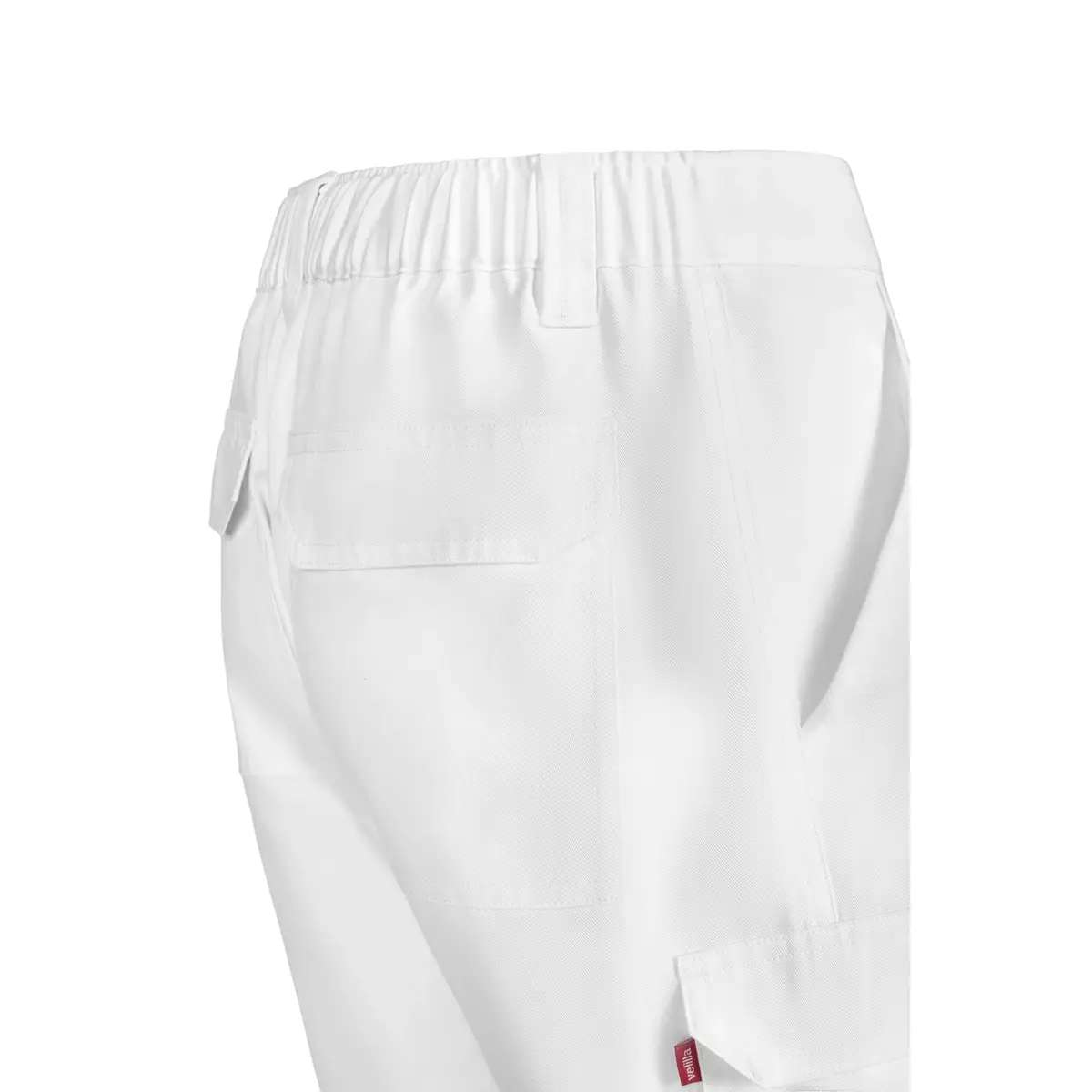 Bermuda multibolsillos Velilla 103027 7 Bermuda multibolsillos Velilla 103027 Blanco, detalle de cintura y bolsillo trasero
