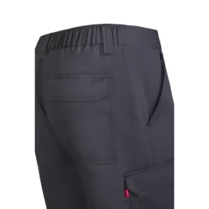 Bermuda multibolsillos Velilla 103027 Gris, detalle de cintura y bolsillo trasero