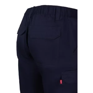 Bermuda multibolsillos Velilla 103027 Azul navy, detalle de cintura y bolsillo trasero