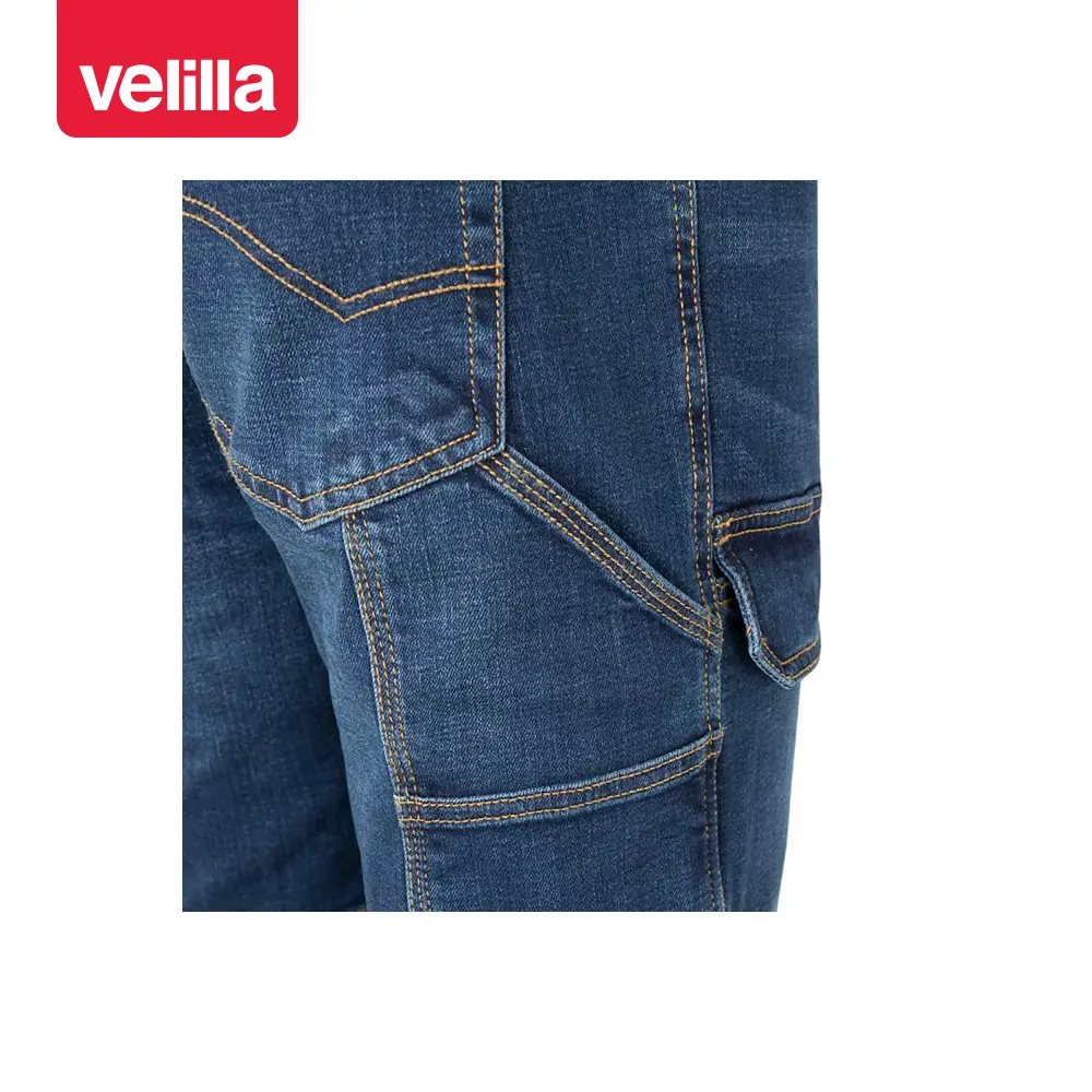 Pantalón dénim multibolsillos Velilla 103028S 5 Pantalón dénim multibolsillos Velilla 103028S Dénim azul, detalle de bolsillos traseros y de herramienta